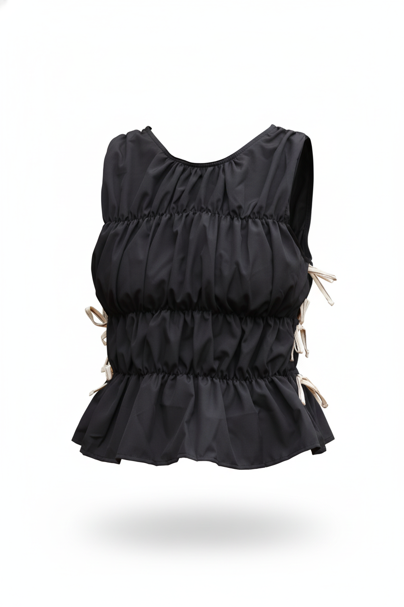 Gambit – Crop Top fruncido negro