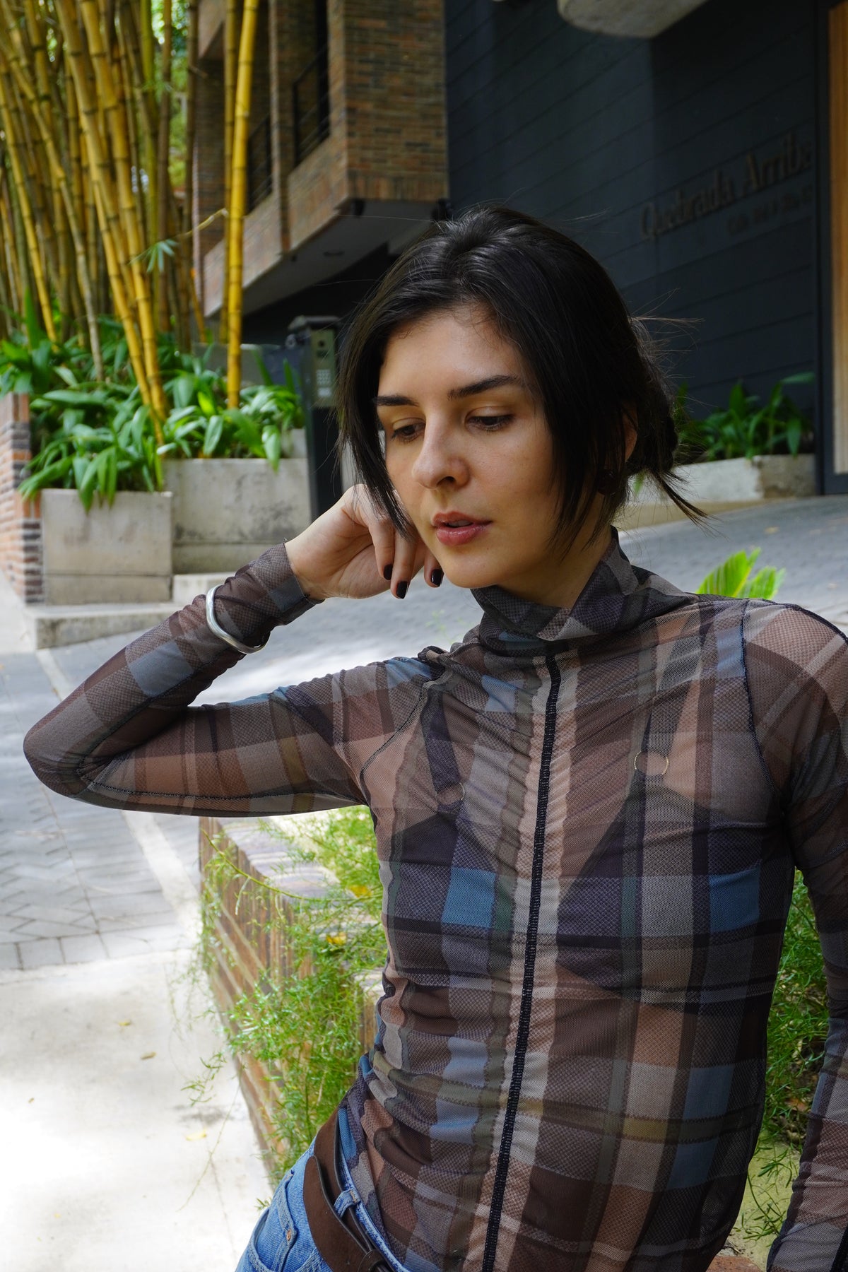 SkinPlay – Top mesh tartán