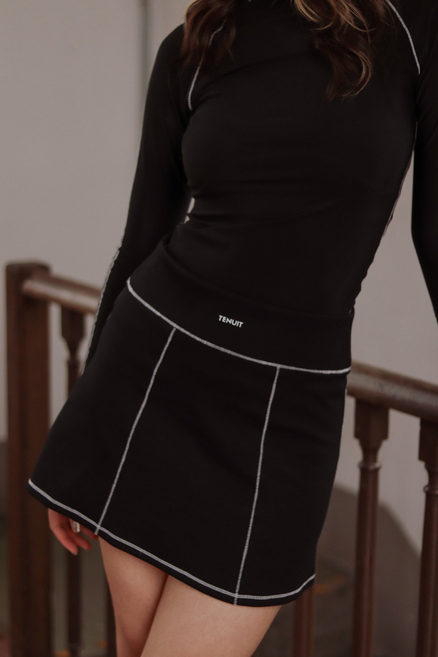 Check Mini – Minifalda rib negro