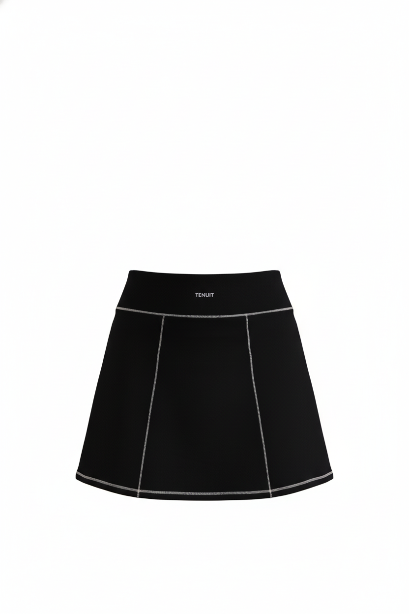 Check Mini – Minifalda rib negro