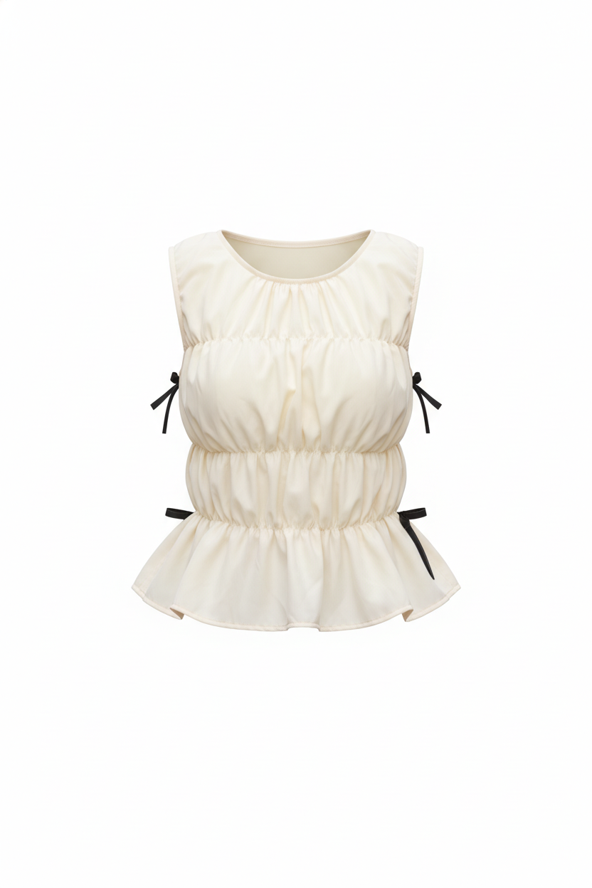 Gambit – Crop Top fruncido crema