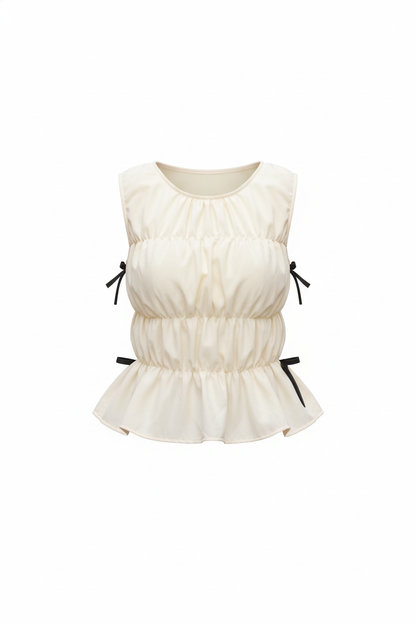 Gambit – Crop Top fruncido crema